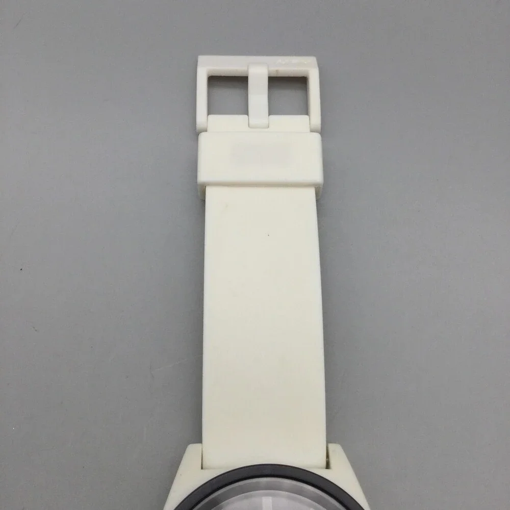 Neff Daily Mens Watch 41mm Black Dial White Silicone Strap New Battery